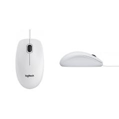 "Logitech B100 Optical Cable Mouse - Reliable Performance, Classic White Design | SKU: 5099206041288"